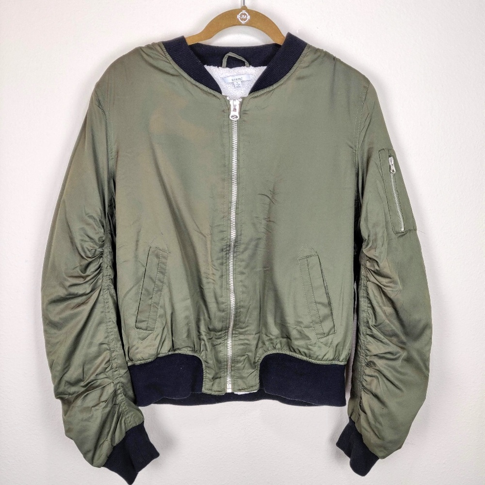 acemi Bomber Flight Jacket in Olive Green